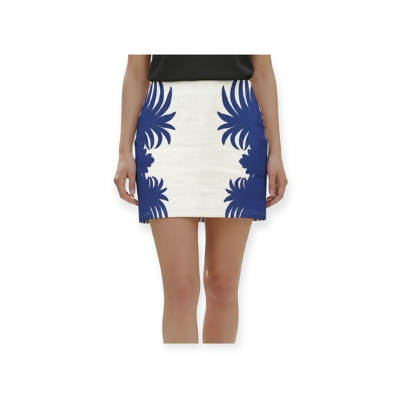 new LF Mika & Gala ༄ Textured Leaf Print Mini Skirt ༄ Jewel Tone Cobalt + White - Picture 15 of 16